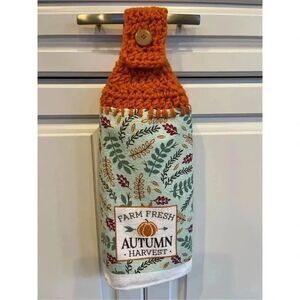 Crochet Top Kitchen Towel- Farm Fresh Autumn Harvest
